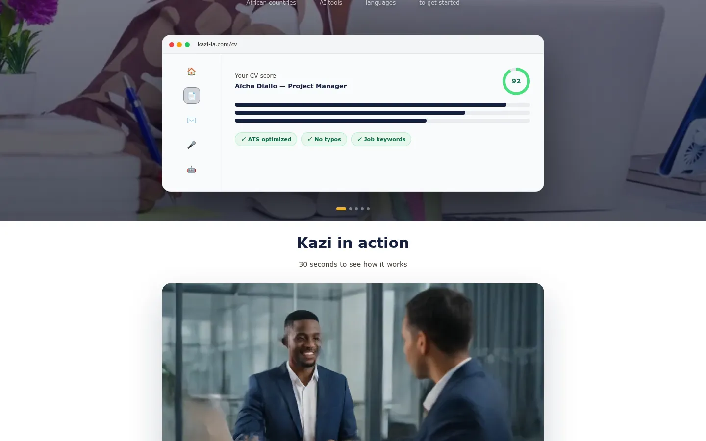 Kazi : aperçu de la note attribuée à un CV